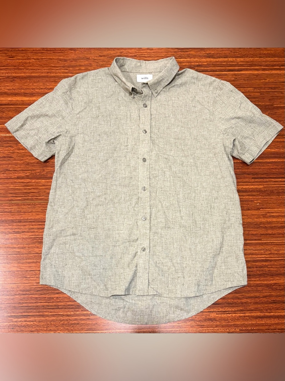 Huckberry Wills Linen Blend Short Sleeve Shirt XL green gray
